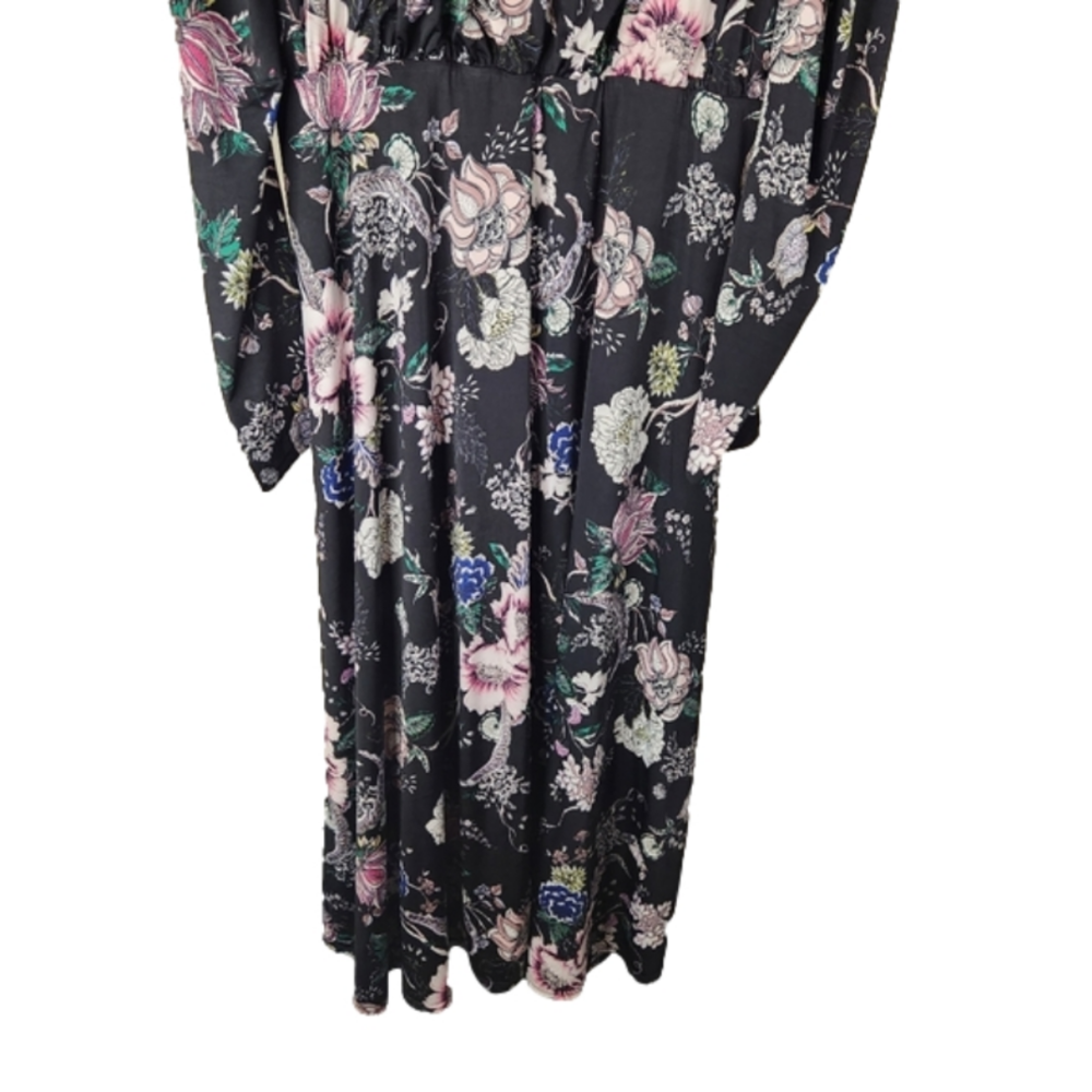 AFRM Womens Delilah Open Back Long Sleeve Floral Midi Dress in Noir Rose XLarge - Picture 3 of 10